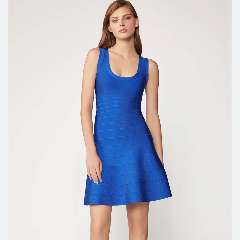 Herve Leger Bright Blue Bandage Dress NWT